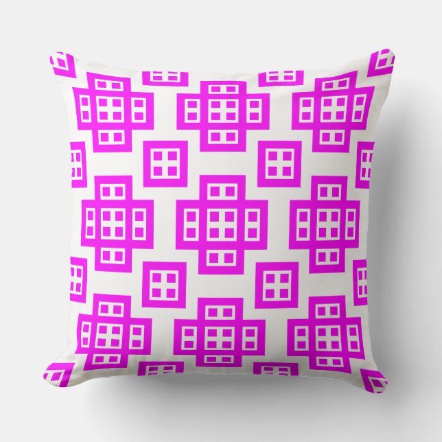 Geometric 030614 - Magenta on White Cushion (Front)