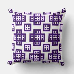 Geometric 030614 - Purple on White Cushion