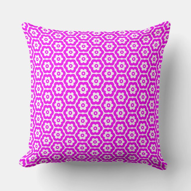 Geometric 280514 (03) - Magenta on White Cushion (Front)