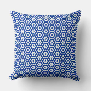 Geometric 280514 (03) - Navy Blue on White Cushion