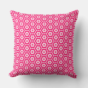 Geometric 280514 (03) - Neon Red on White Cushion