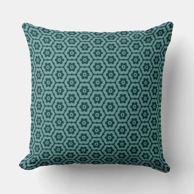 Geometric 280514 (03) - Ocean Green on Dk Moss Cushion (Front)