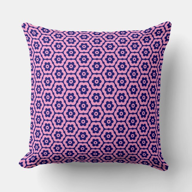 Geometric 280514 (03) - Pink on Deep Navy Cushion (Front)