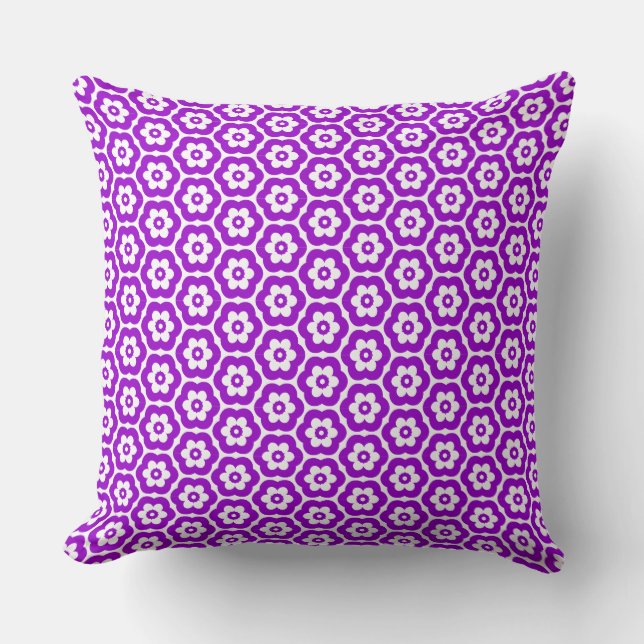 Geometric 280514 (03) - Purple on White Cushion (Front)