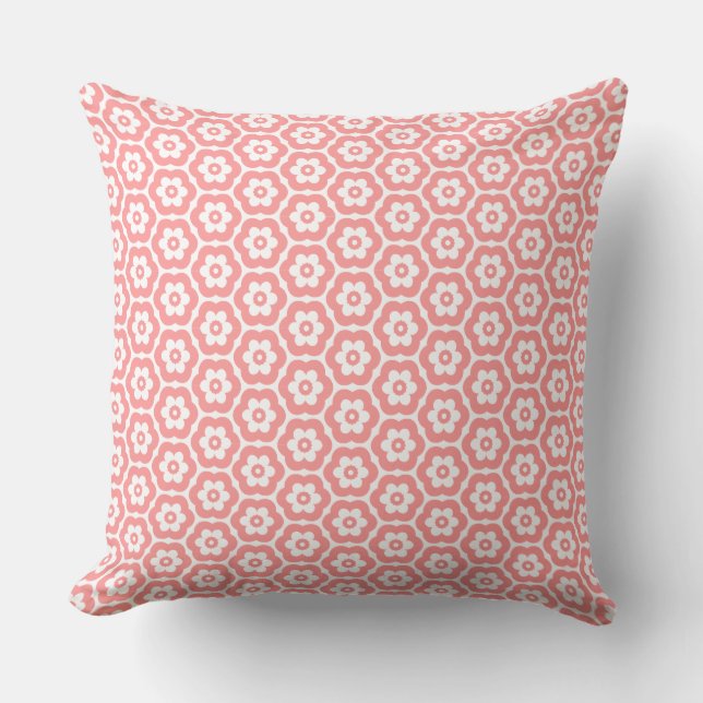 Geometric 280514 (03) - Soft Pink on White Cushion (Front)