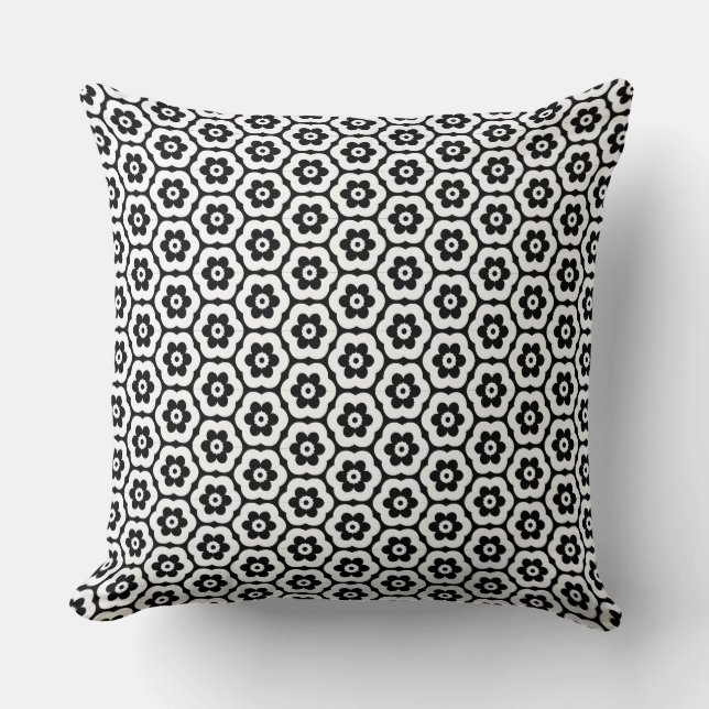 Geometric 280514 (03) - White on Black Cushion (Front)