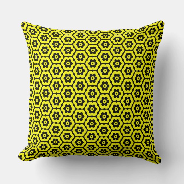 Geometric 280514 (03) - Yellow on Black Cushion (Front)