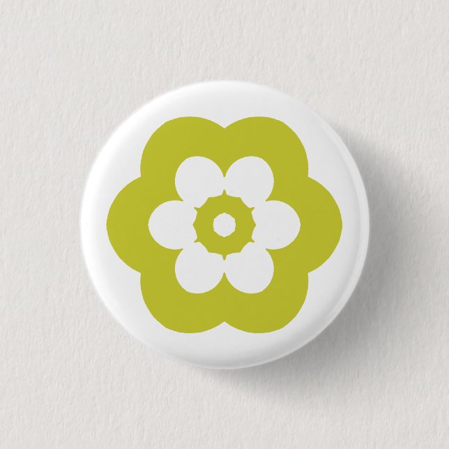 Geometric 290514 (3) - Banana Yellow on White 3 Cm Round Badge (Front)