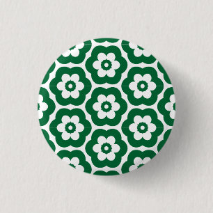 Geometric 290514 (3) - Forest Green on White 3 Cm Round Badge