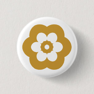 Geometric 290514 (3) - Gold Brown on White 3 Cm Round Badge