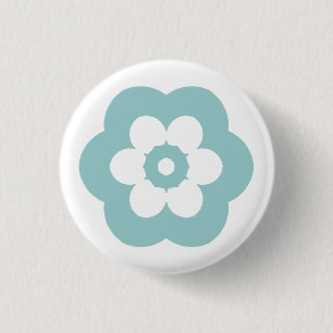 Geometric 290514 (3) - Light Blue Green on White 3 Cm Round Badge