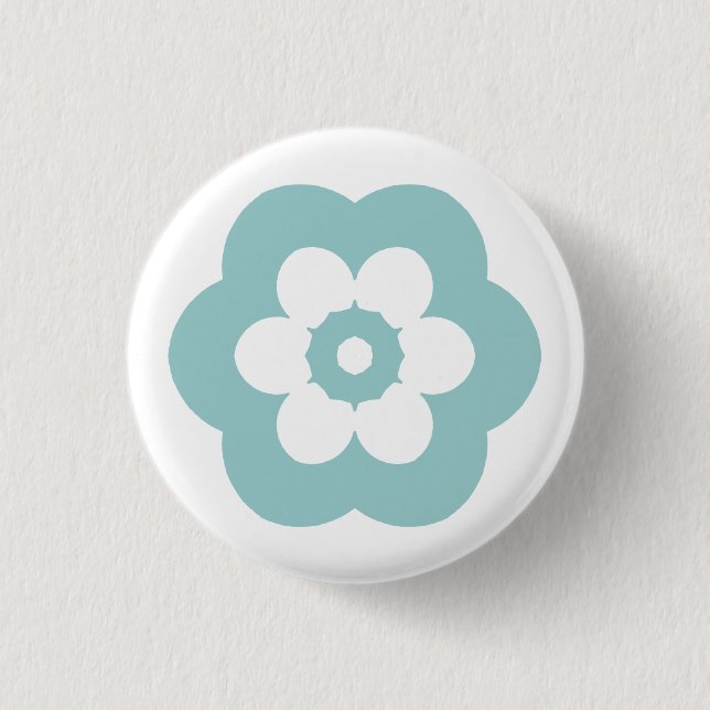 Geometric 290514 (3) - Light Blue Green on White 3 Cm Round Badge (Front)