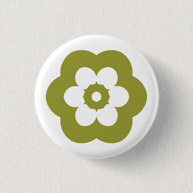 Geometric 290514 (3) - Olive on White 3 Cm Round Badge (Front)
