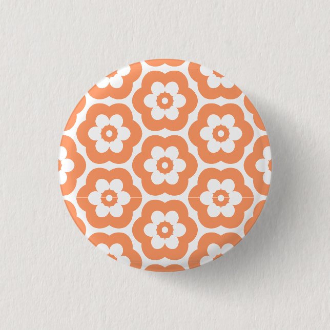 Geometric 290514 (3) - Peach on White 3 Cm Round Badge (Front)