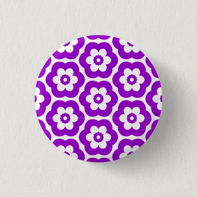 Geometric 290514 (3) - Purple on White 3 Cm Round Badge (Front)