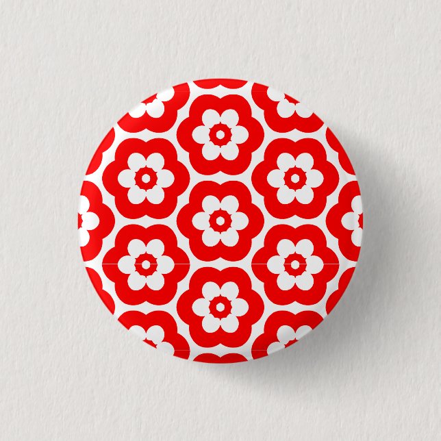Geometric 290514 (3) - Red on White 3 Cm Round Badge (Front)