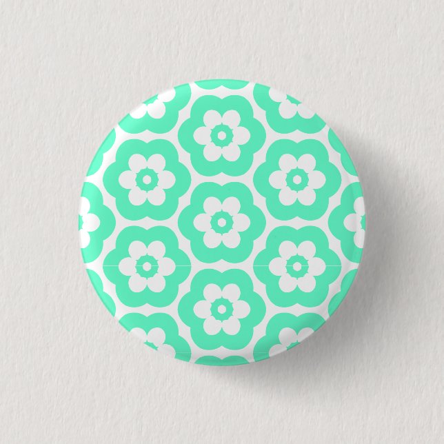 Geometric 290514 (3) - Turquoise on White 3 Cm Round Badge (Front)