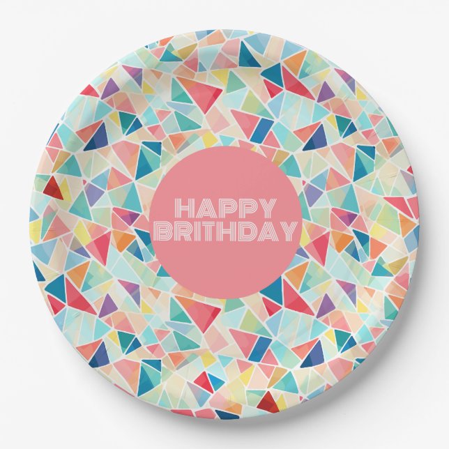 Geometric 2K Pattern Pair of Flip Flops Paper Plate (Front)