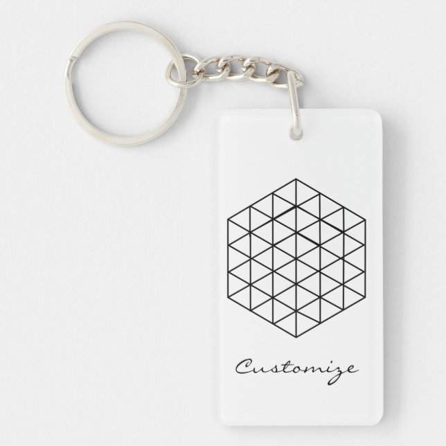 Geometric 3-D Cube Thunder_Cove Key Ring (Front)