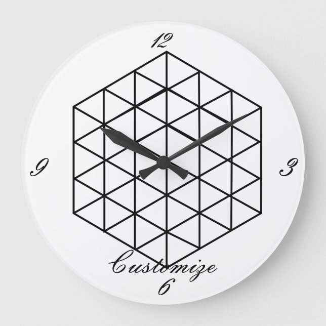 Geometric 3-D Cube Thunder_Cove Large Clock (Front)
