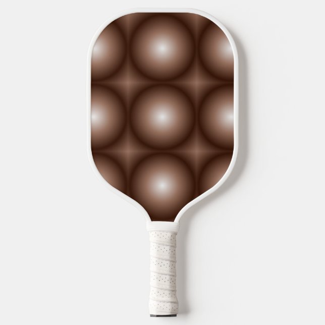 Geometric 3D Circle Dark Brown Mocha Mousse White  Pickleball Paddle (Front)