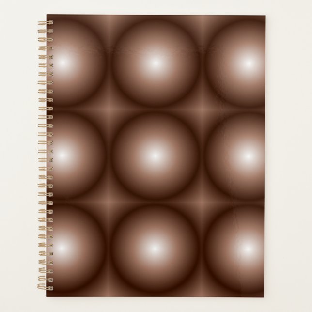 Geometric 3D Circle Dark Brown Mocha Mousse White  Planner (Front)