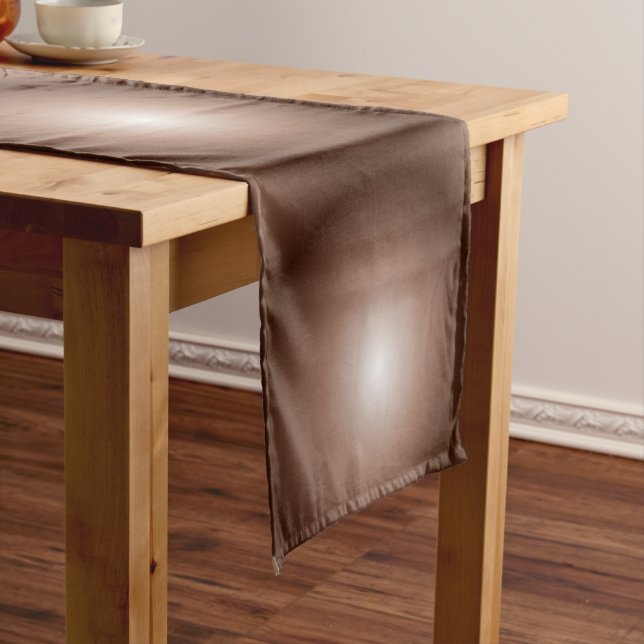 Geometric 3D Circle Dark Brown Mocha Mousse White  Short Table Runner (In Situ)