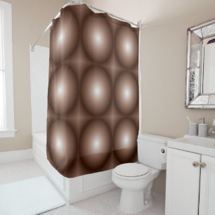 Geometric 3D Circle Dark Brown Mocha Mousse White  Shower Curtain