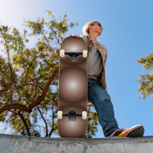 Geometric 3D Circle Dark Brown Mocha Mousse White Skateboard
