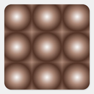 Geometric 3D Circle Dark Brown Mocha Mousse White Square Sticker