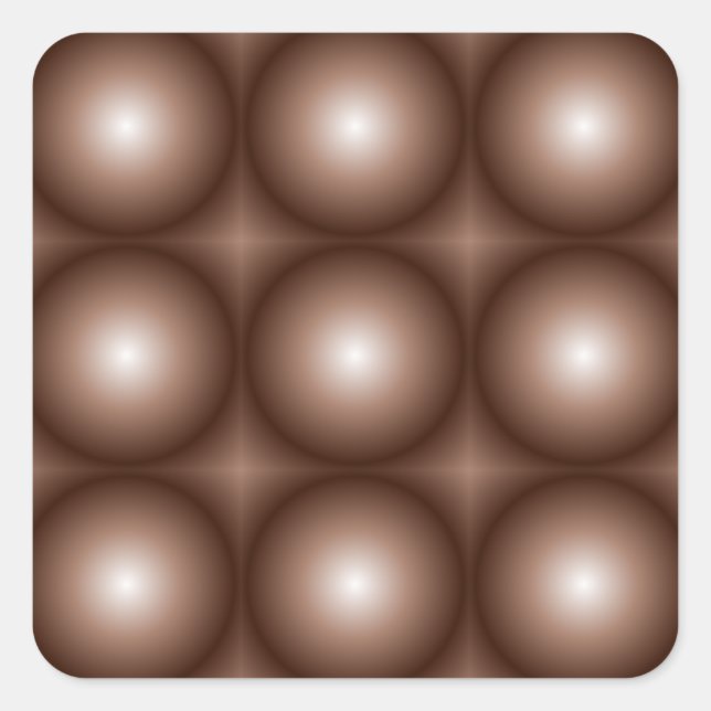 Geometric 3D Circle Dark Brown Mocha Mousse White  Square Sticker (Front)