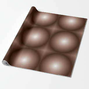 Geometric 3D Circle Dark Brown Mocha Mousse White Wrapping Paper