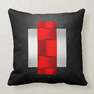 Geometric 3D Dimensional Red Black Grey Silver Cushion