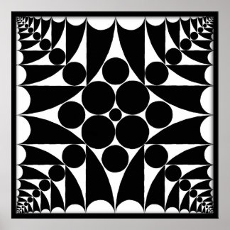 Geometric 9 Black & White Poster