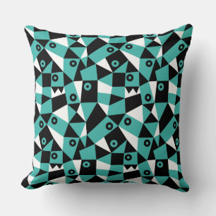 Geometric Abstract 030919 - Blue Green Cushion