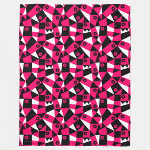 Geometric Abstract 030919 - Neon Red Fleece Blanket