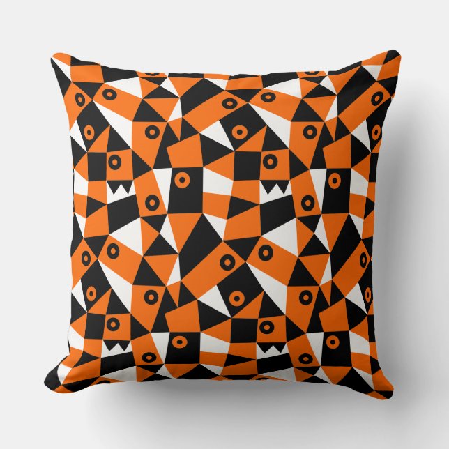 Geometric Abstract 030919 - Orange Cushion (Front)