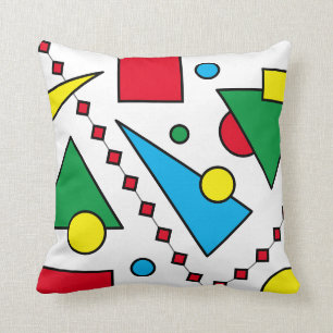[Geometric Abstract #1] Bold Primary Colours Shape Cushion
