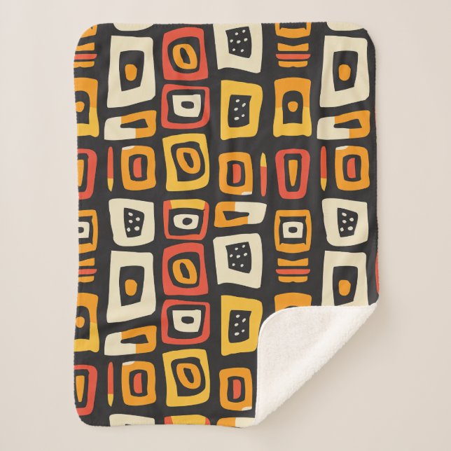 Geometric Abstract African Pattern Sherpa Blanket (Front)