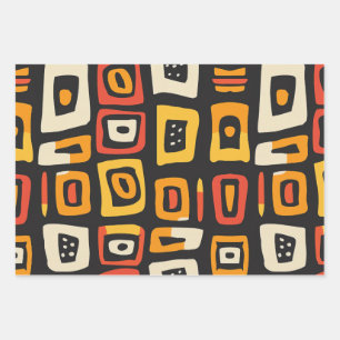 Geometric Abstract African Pattern Wrapping Paper Sheet