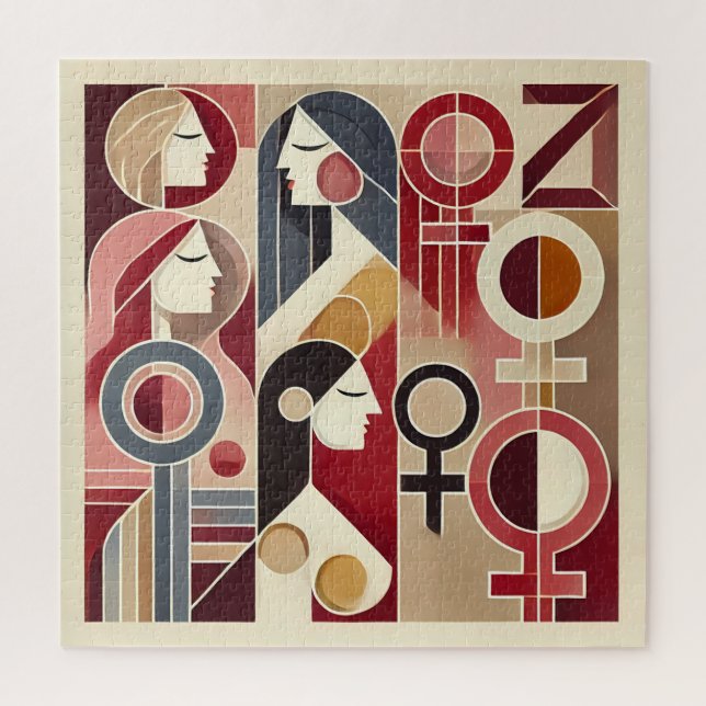 Geometric Abstract Art Celebrating Women Jigsaw Puzzle (Vertical)