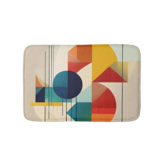 Geometric Abstract Art in Bauhaus Style Bath Mat