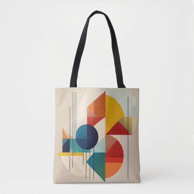 Geometric Abstract Art in Bauhaus Style Tote Bag (Front)