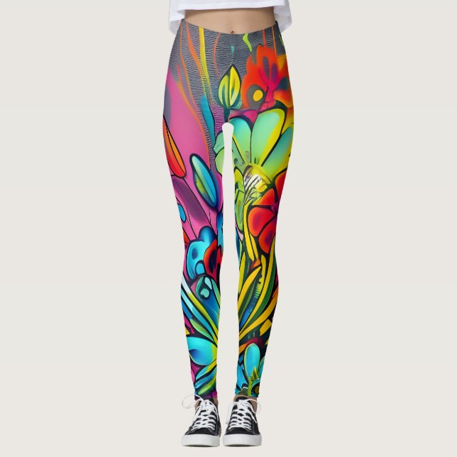 Geometric Abstract art Leggings (Front)