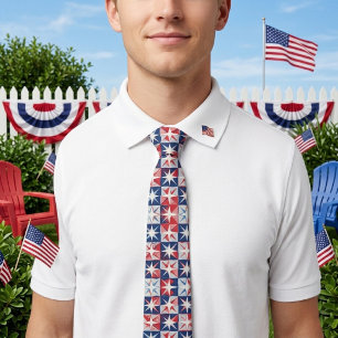 Geometric Abstract Art Patriotic Star Independence Tie