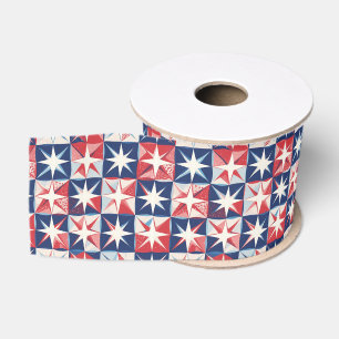 Geometric Abstract Art Patriotic Stars Freedom  Grosgrain Ribbon