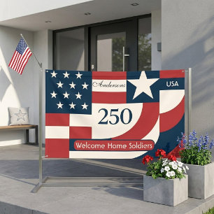 Geometric Abstract Art USA 250 Welcome Soldiers  Banner