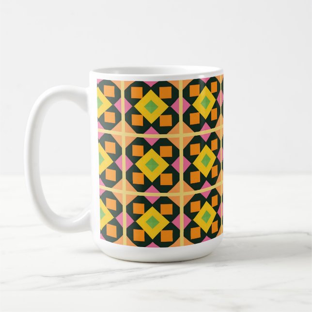 Geometric Abstract Art with Vibrant Colours Coffee Mug (Left)