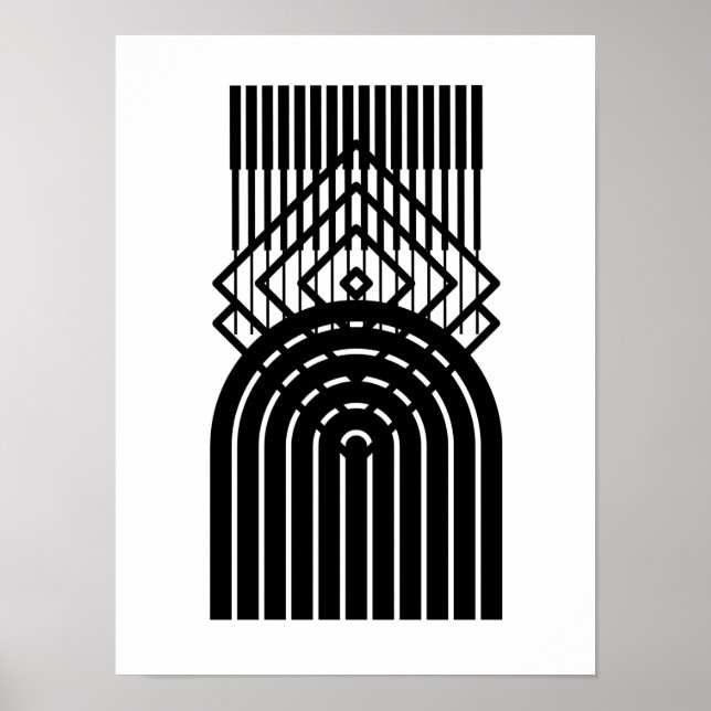 Geometric Abstract Black Mid Century Contemporary Poster (Front)