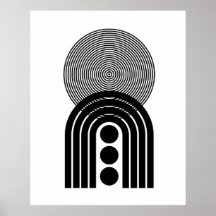 Geometric Abstract Black Mid Century Contemporary Poster